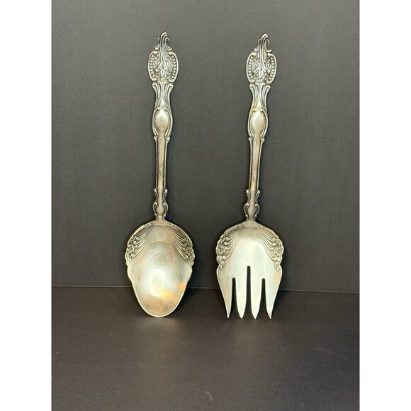 Sheridan Serving Spoon & Fork, Silverplated, Ornate Beautiful Pattern - Picture 1 of 8